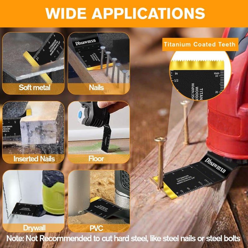 Dbsawmxn 12PCS Titanium Oscillating Tool Blades Metal Cutting, Professional Multi Tool Blades for Metal Wood Plastic Drywall Cuts Saw Blades Compatible with Dewalt Milwaukee Ryobi Rockwell - Image 5
